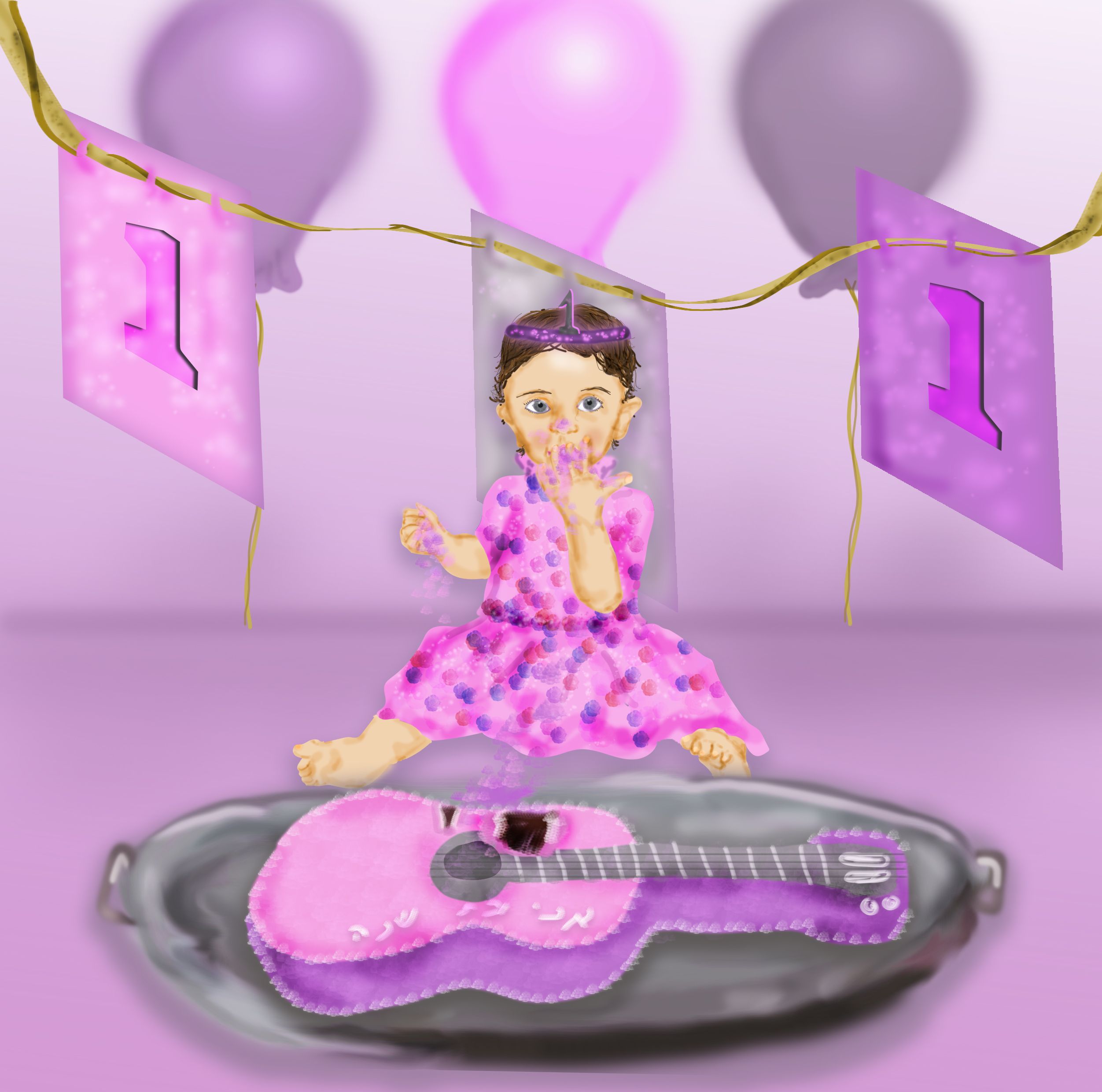 תינוקת עם עוגת גיטרה.jpg