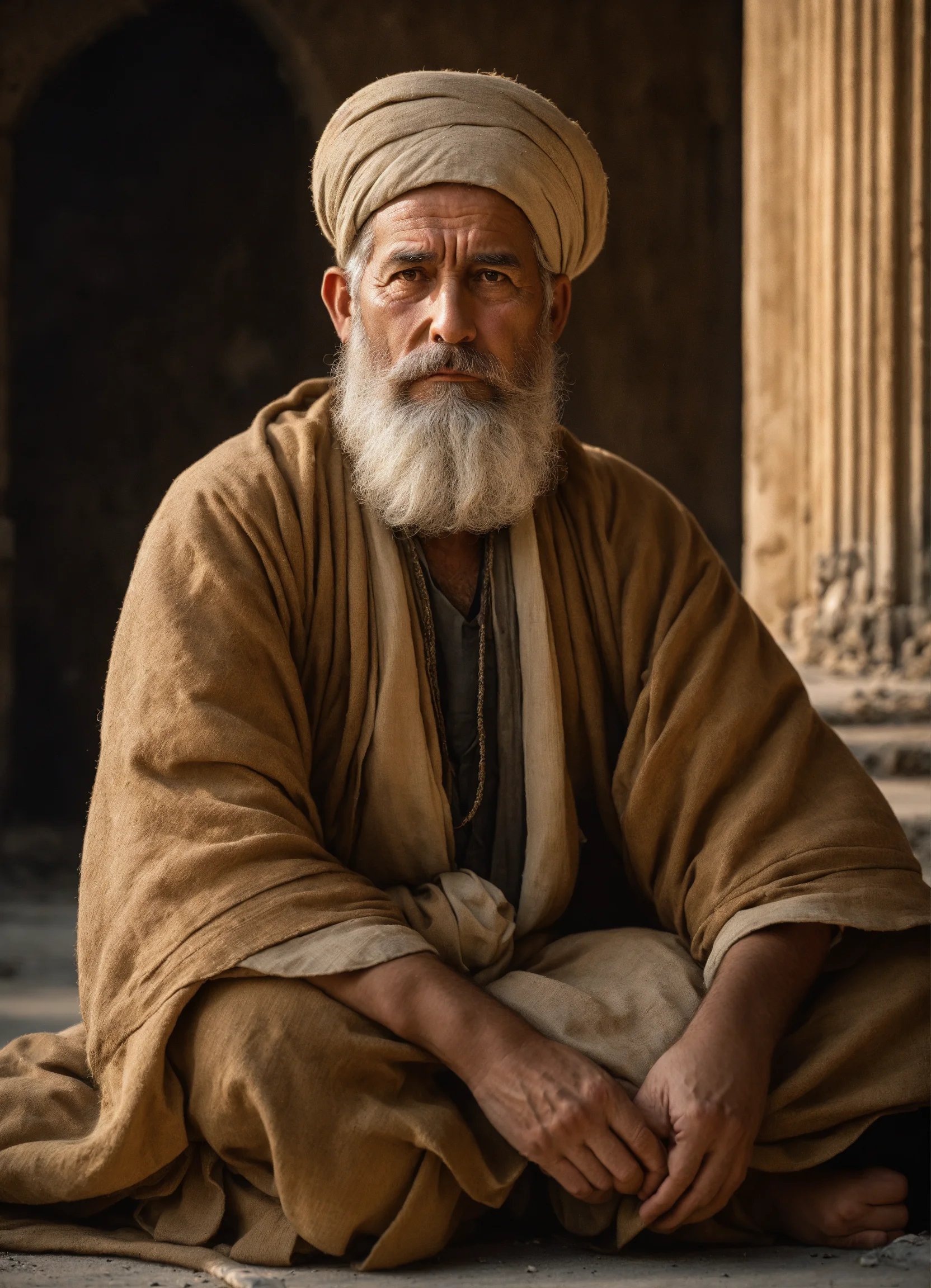 A Jew with a long beard wearing a light brown sack (2).jpg