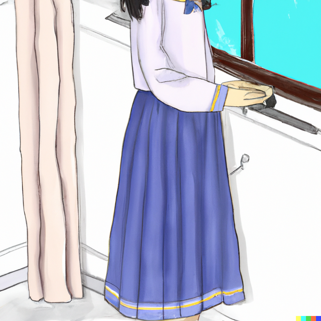 DALL·E 2022-07-31 20.24.34 - Realistic drawing of a schoolgirl wearing a long-sleeved light bl...png