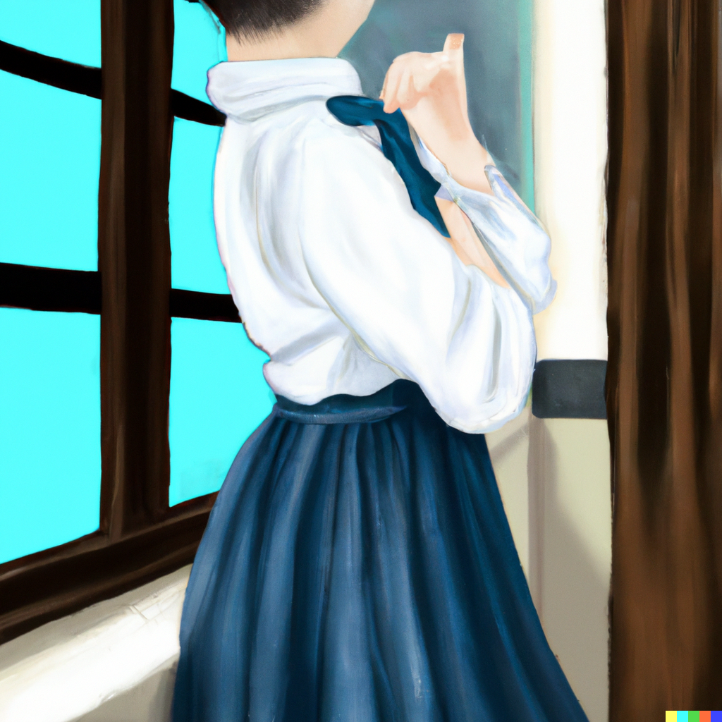 DALL·E 2022-07-31 20.24.40 - Realistic drawing of a schoolgirl wearing a long-sleeved light bl...png