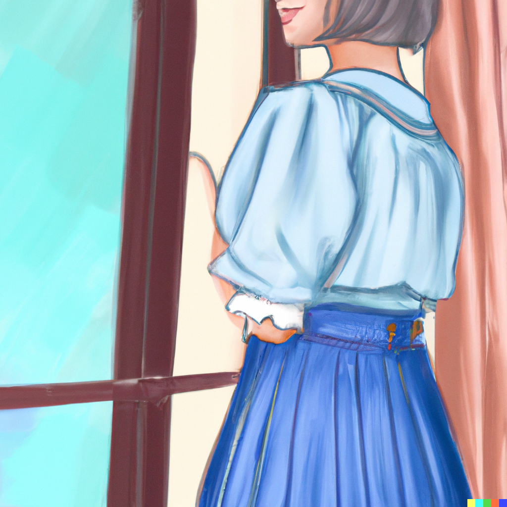 DALL·E 2022-07-31 20.30.18 - Realistic drawing of a girl wearing a light blue collar shirt wit...png