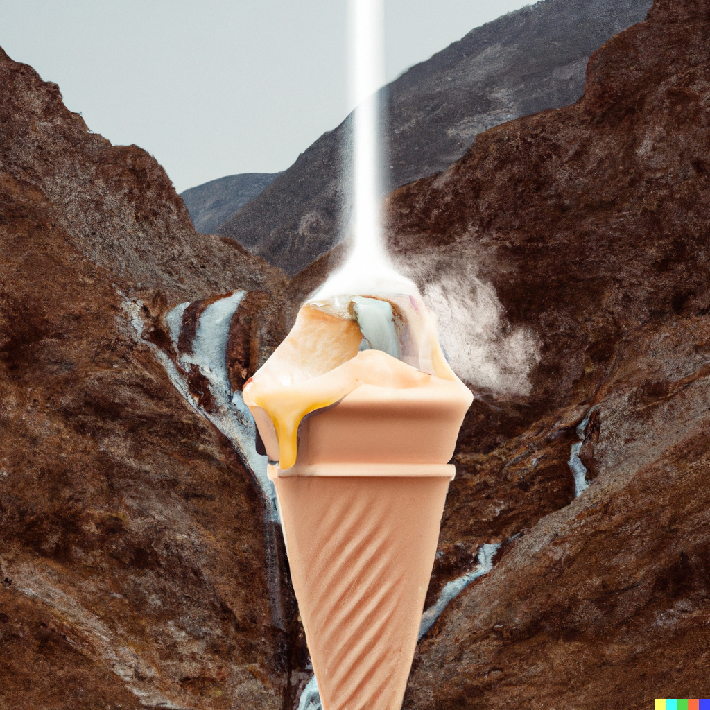 DALL·E 2023-02-01 23.32.52 - A mountain and a waterfall inside an ice cream cone with water in...png