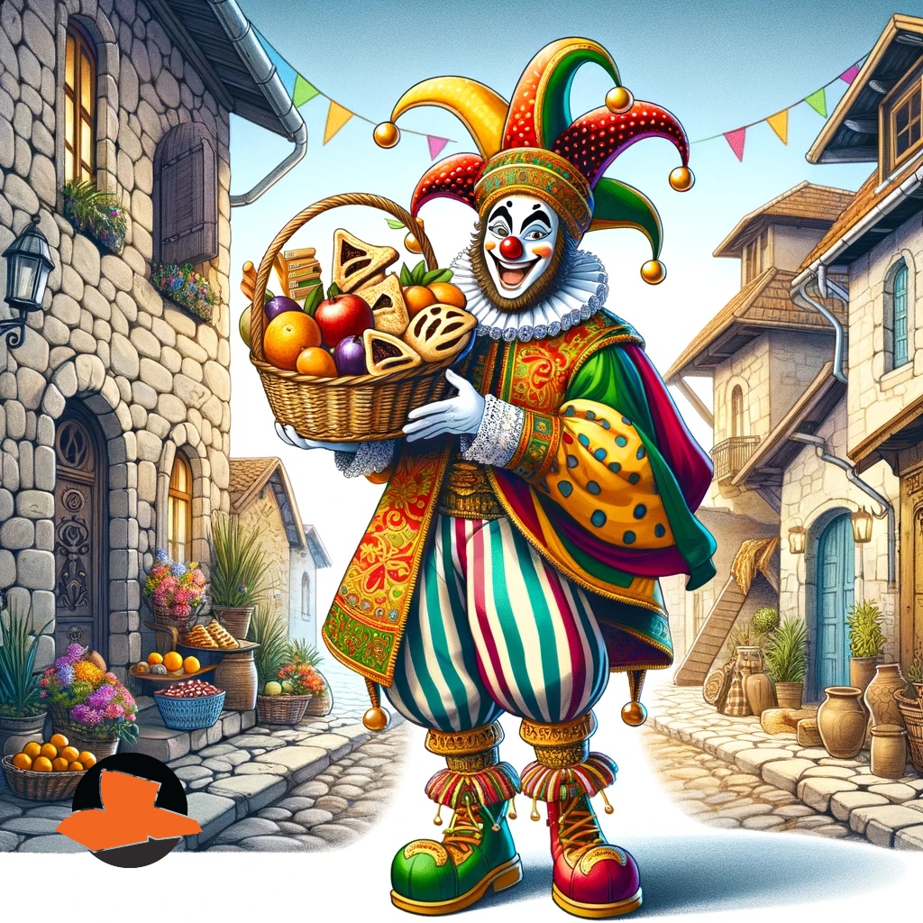 DALL·E 2024-01-30 18.08.18 - An illustration of a traditional Jewish character, a jester, wear...jpg