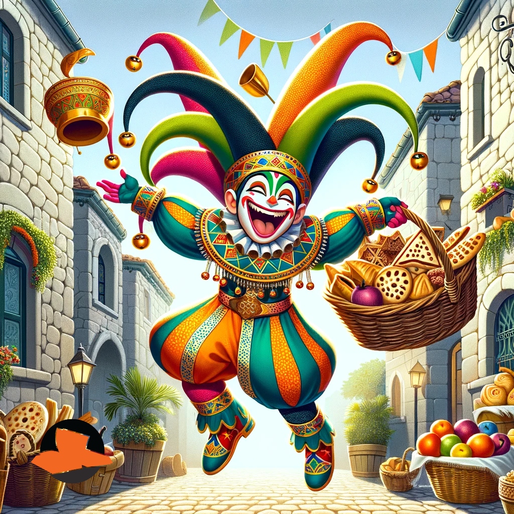 DALL·E 2024-01-30 18.08.23 - A lively illustration of a traditional Jewish jester character, j...jpg
