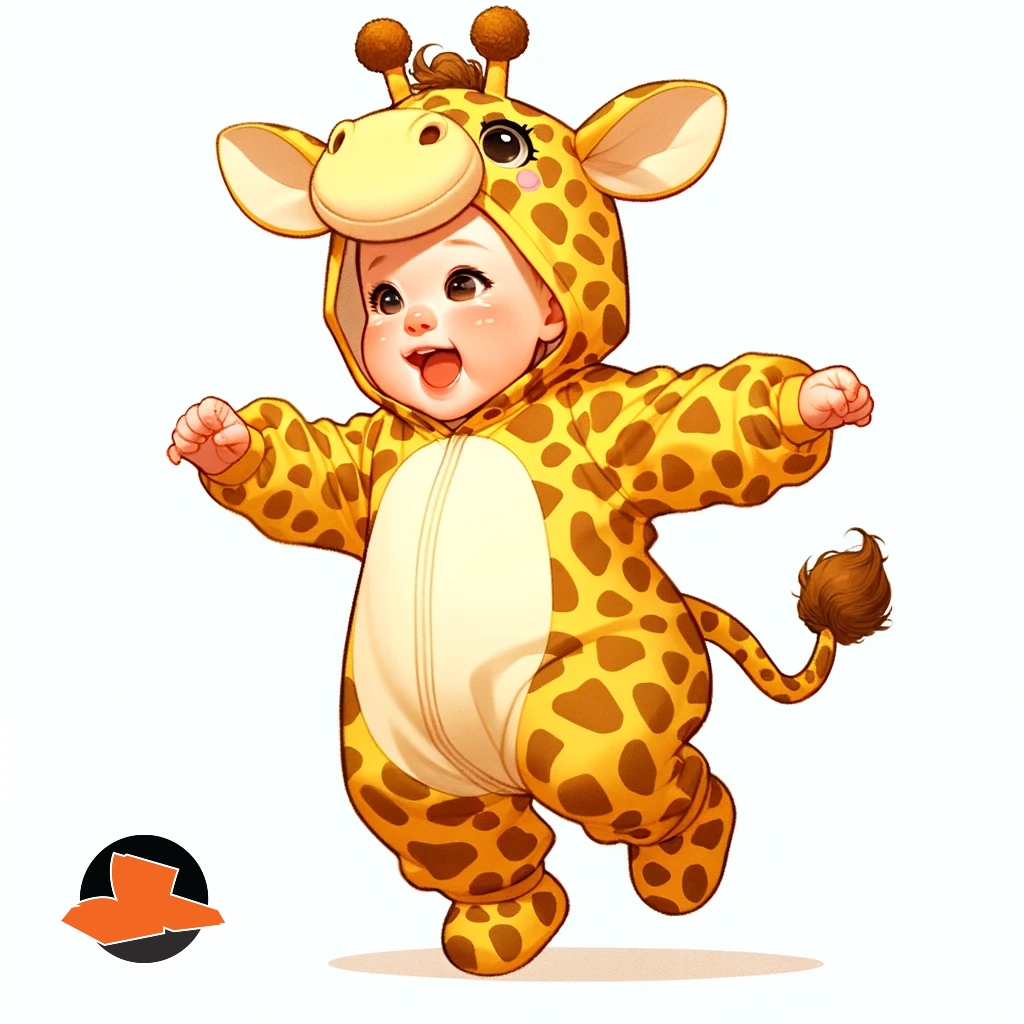 DALL·E 2024-01-30 19.19.41 - An illustration of a baby dressed in a giraffe costume, designed ...jpg