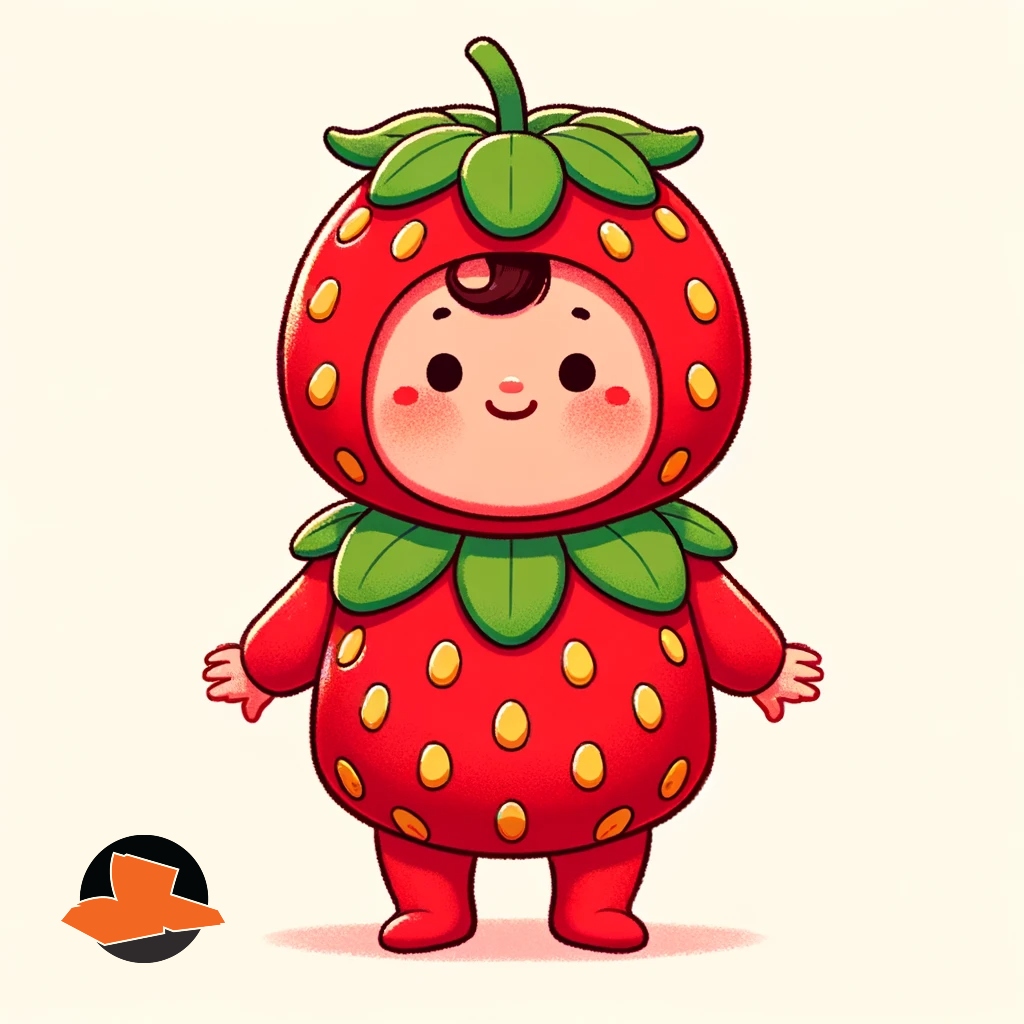 DALL·E 2024-01-30 19.19.44 - An illustration of a baby dressed in a sweet strawberry costume. ...jpg