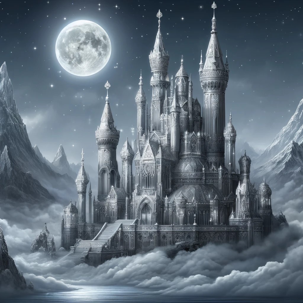 DALL·E 2024-05-09 23.11.44 - A majestic and enchanting illustration of a silver castle. The c...jpg