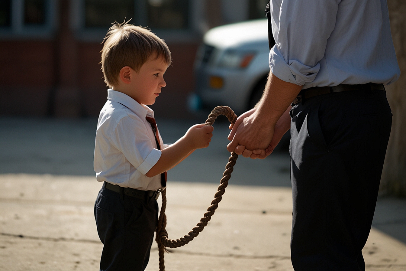 Default_A_child_is_handcuffed_with_ropes_from_head_to_toe_and_1.jpg