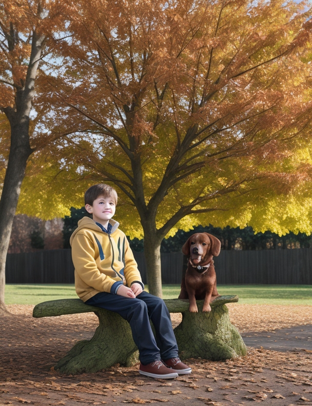 Default_Boy_sitting_near_chocolate_dog_autumn_tree_0.jpg