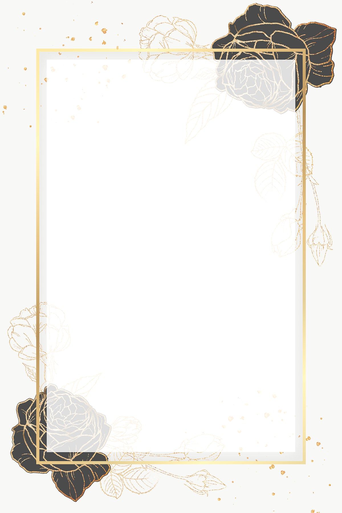 Download free png of Gold frame with black roses design element by taus about invitation card,...jpg
