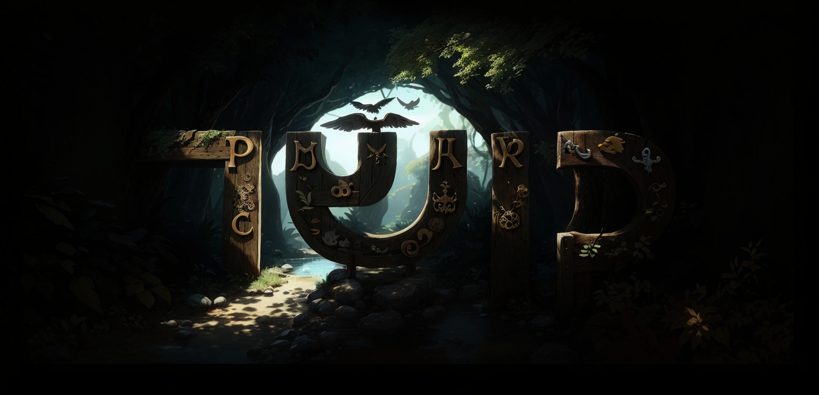 DreamShaper_v7_Stone_letters_in_a_forest_background_with_anima_3.jpg