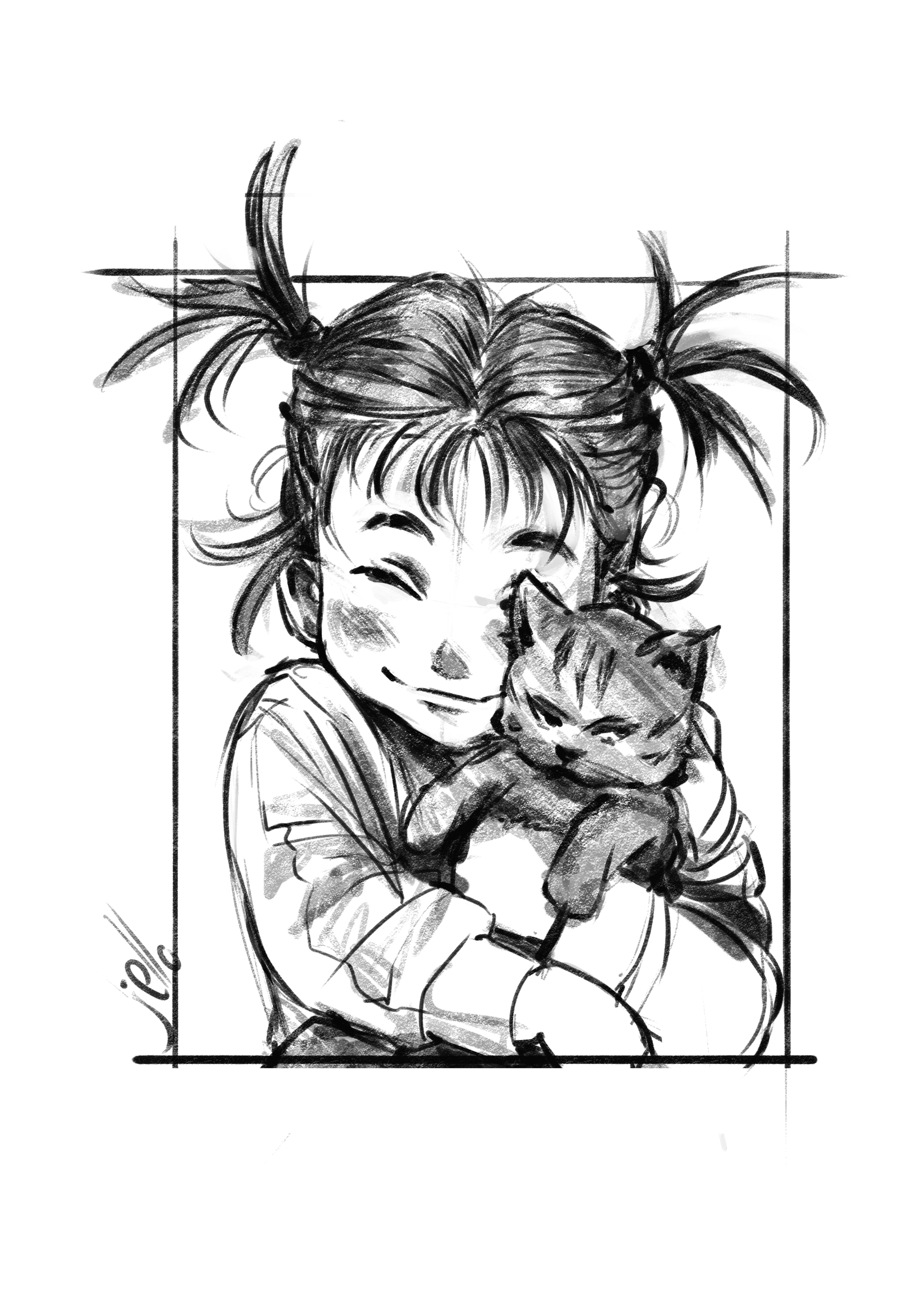 ילדה וחתול