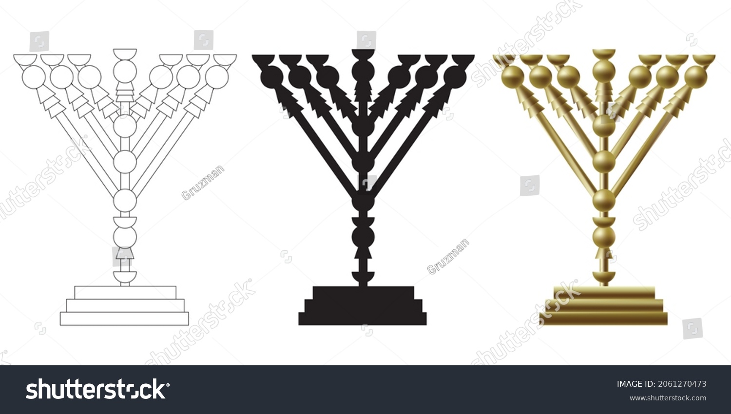 ציור וקטורי של מנורת הזהב  צללית שחורה לצביעה צבעוני בבית המקדש כלי המקדש בית המקדש קליפ ארט ק...jpg