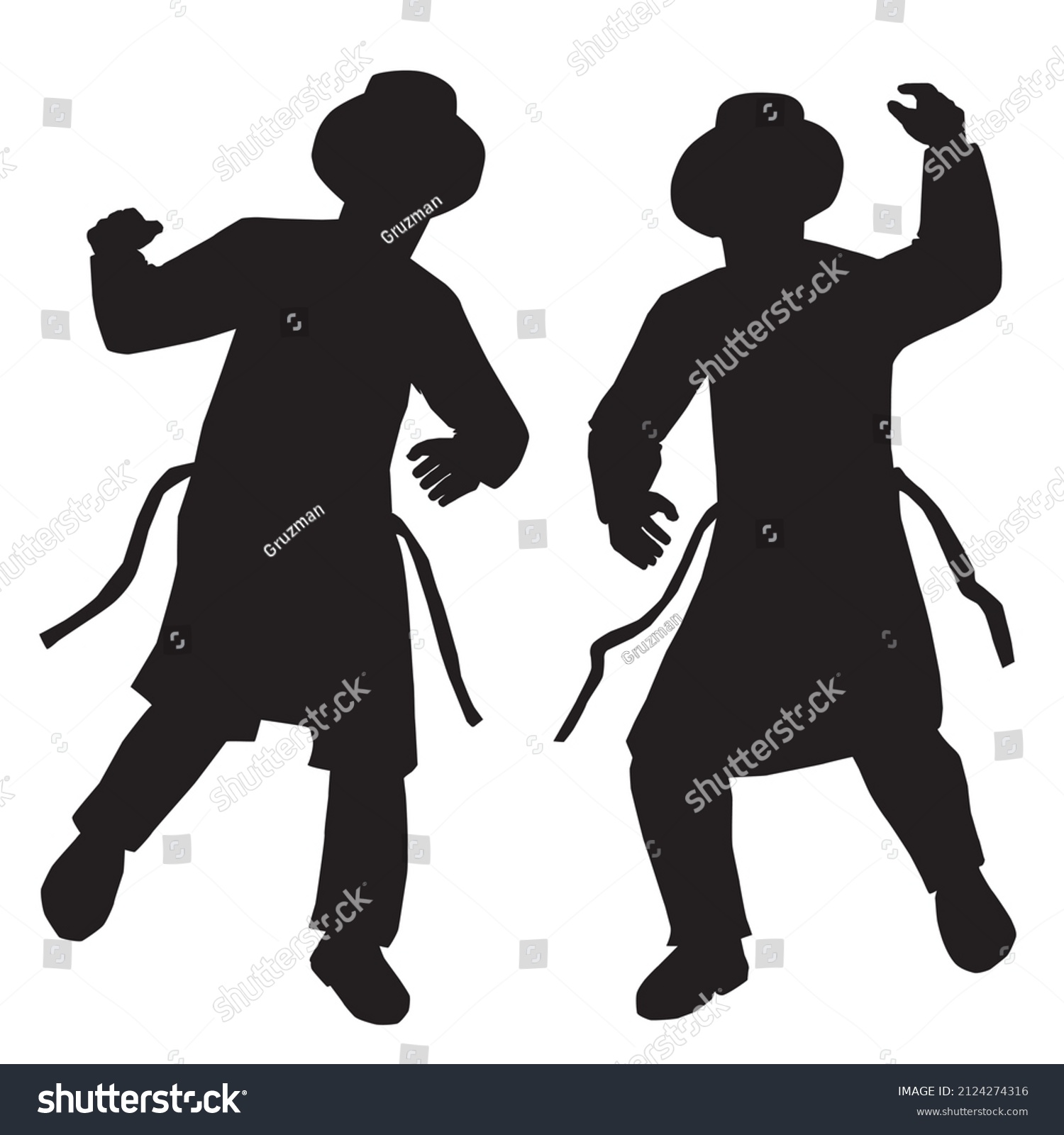צללית שחורה וקטורית וקטור ווקטורי 2 שני שתי חסידים רוקדים שמחים ריקוד מגבעת חליפה גרטל חסידי א...jpg