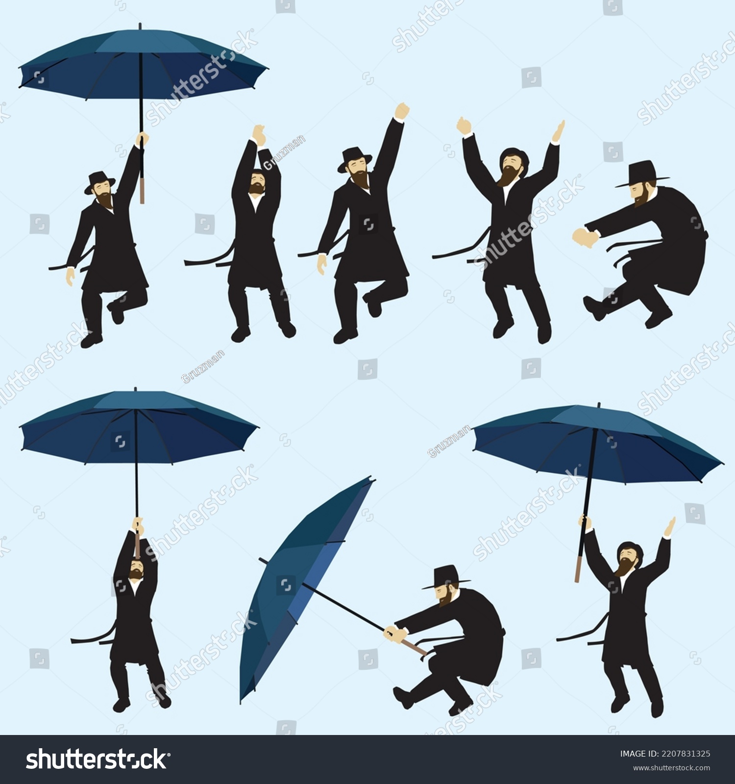 רוקדים באויר עפים עם מטריה מטריות איור ציור וקטורי וקטור קליפ ארט רבנים רב חסיד -2207831325...jpg