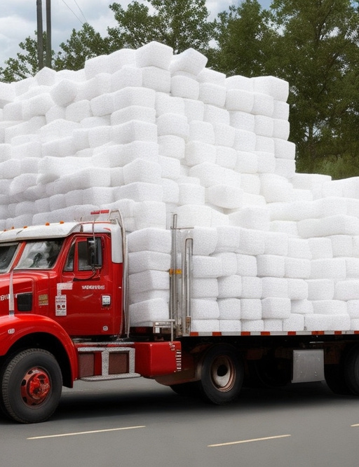 A truck full of sugar packets