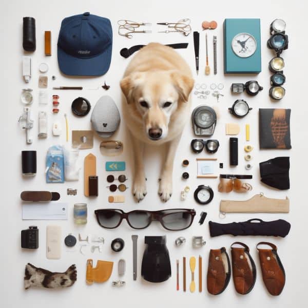 Knolling of a cute dog