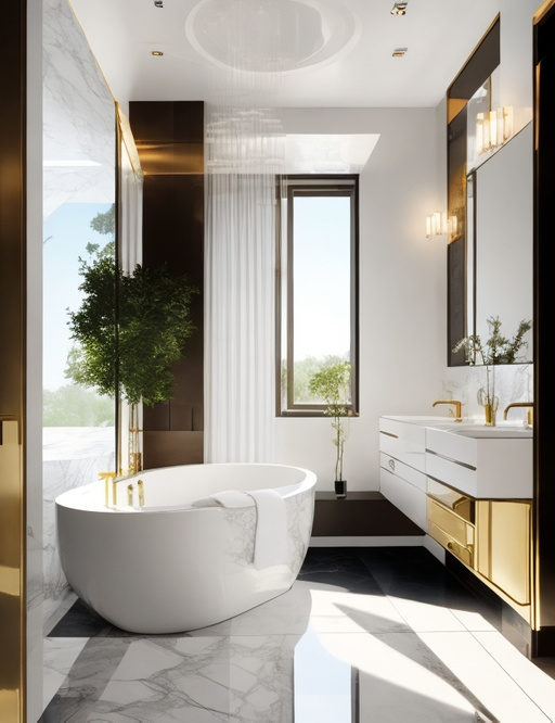 A luxurious, modern bathroom
