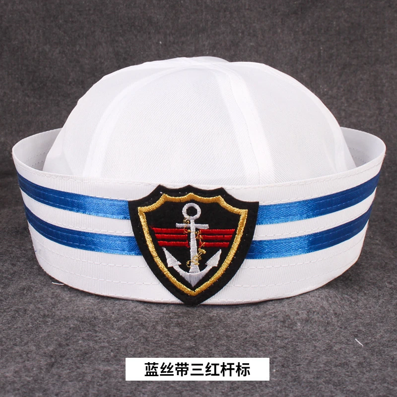 בציר לבן קפטן סיילור צבאי כובעי כובעי חיל הים צבא כובע עם עוגן קוספליי שמלת אביזרי למבוגרים ילד כובעים צבאיים